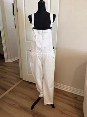 Judy Blue White Denim Overalls with Front Bib Pocket